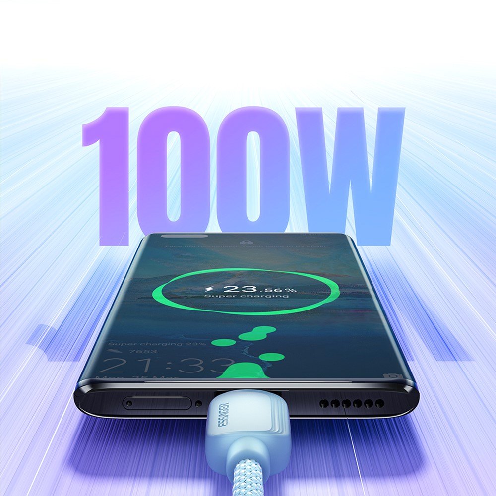 Фото 4 Кабель ESSAGER USB 2.0 AM - USB-C 100W 2.0 м Blue (EXC7A-WLA03-P)