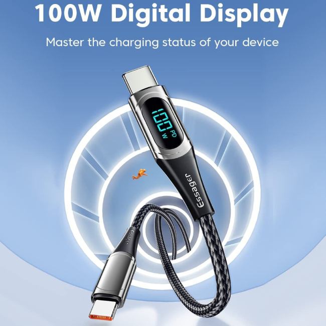 Внешний вид Кабель ESSAGER USB Type-C - USB Type-C 100W 2 м Black (ES-XCTT1-YDA01)