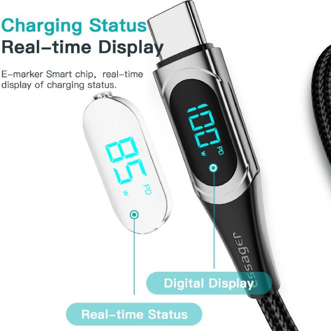 Покупка Кабель ESSAGER USB Type-C - USB Type-C 100W 2 м Black (ES-XCTT1-YDA01)