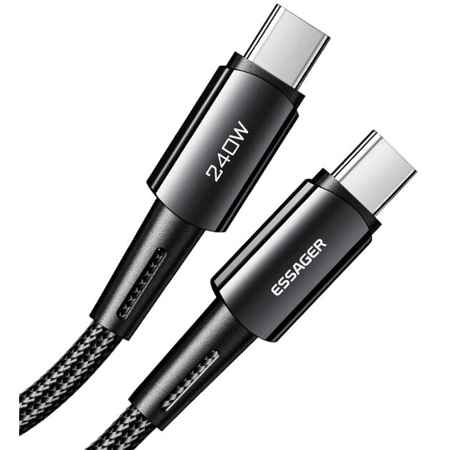 Кабель ESSAGER USB Type-C - USB Type-C 240W 1 м Black (EXCTT3-CG0G-P) Тип USB Type-С - USB Type-С