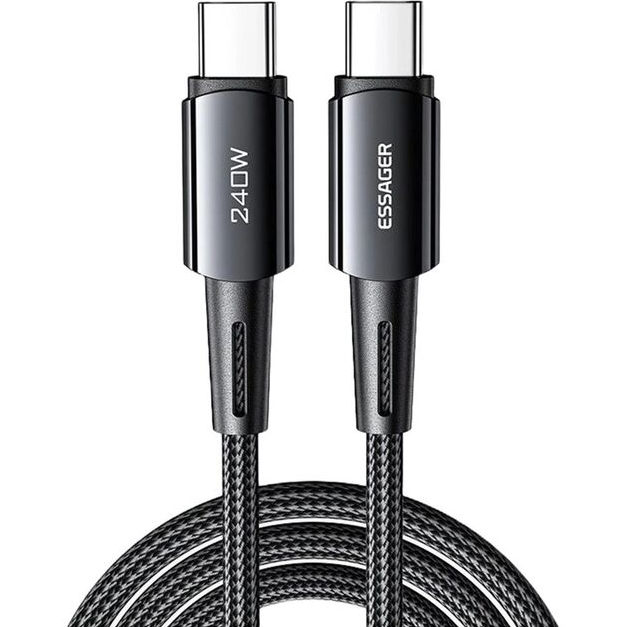 Кабель ESSAGER USB Type-C - USB Type-C 240W 1 м Black (EXCTT3-CG0G-P)