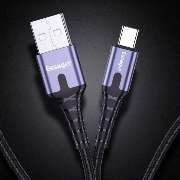 Внешний вид Кабель ESSAGER USB - USB Type-C 2 м Black (EXCT-XGA0G)