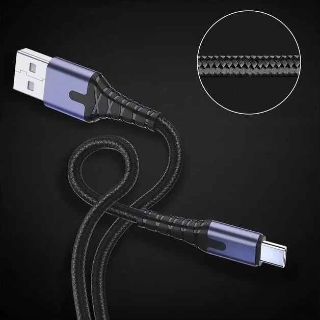 Кабель ESSAGER USB - USB Type-C 2 м Black (EXCT-XGA0G) Подсветка True