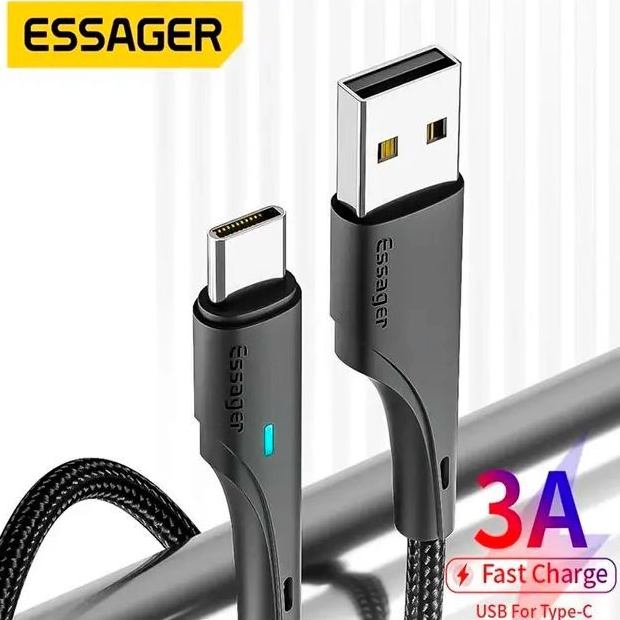 Кабель ESSAGER USB - USB Type-C 3 м Black (EXCT-LSC01) Длина 3