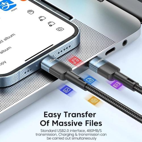 Фото Кабель ESSAGER USB Type-C - USB Type-C 100W 2 м Blue (EXCTT1-XCA03)