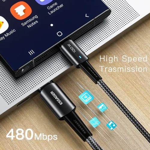 Фото 3 Кабель ESSAGER USB Type-C - USB Type-C 100W 1 м Black (EXCTT1-CG01)