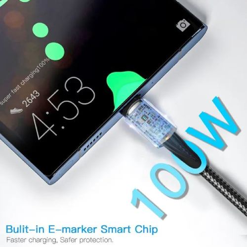 Фото 4 Кабель ESSAGER USB Type-C - USB Type-C 100W 1 м Black (EXCTT1-CG01)