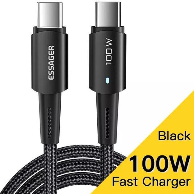 Кабель ESSAGER USB Type-C - USB Type-C 100W 1 м Black (EXCTT1-CG01) Тип USB Type-С - USB Type-С