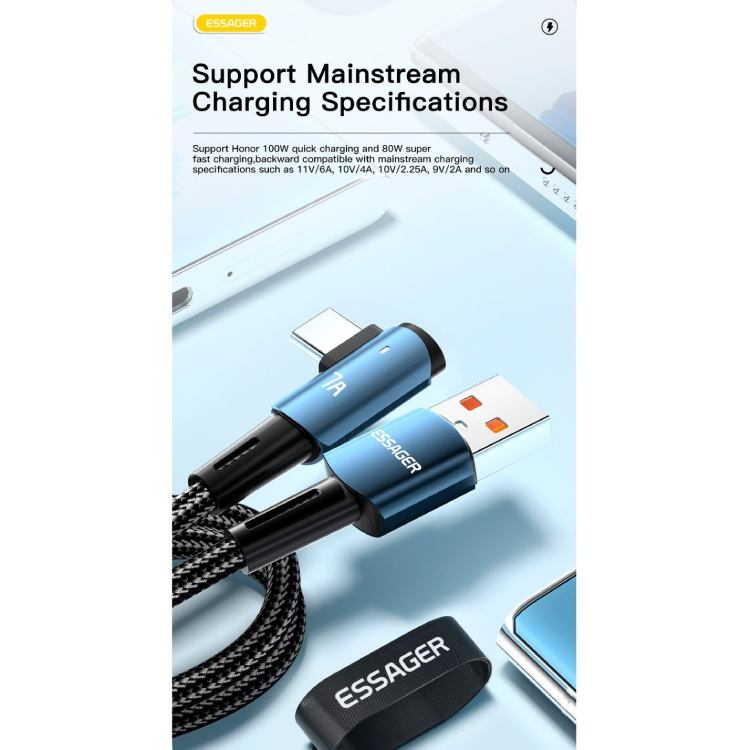Кабель ESSAGER USB - USB Type-C 100W 2 м Blue (EXCWT7A-CGA03-P) Длина 2