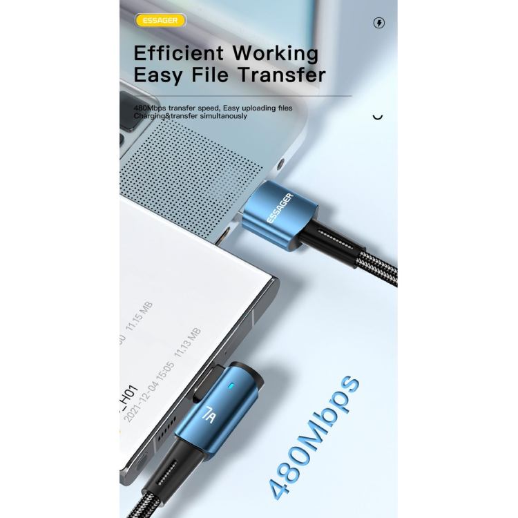Фото 4 Кабель ESSAGER USB - USB Type-C 100W 2 м Blue (EXCWT7A-CGA03-P)