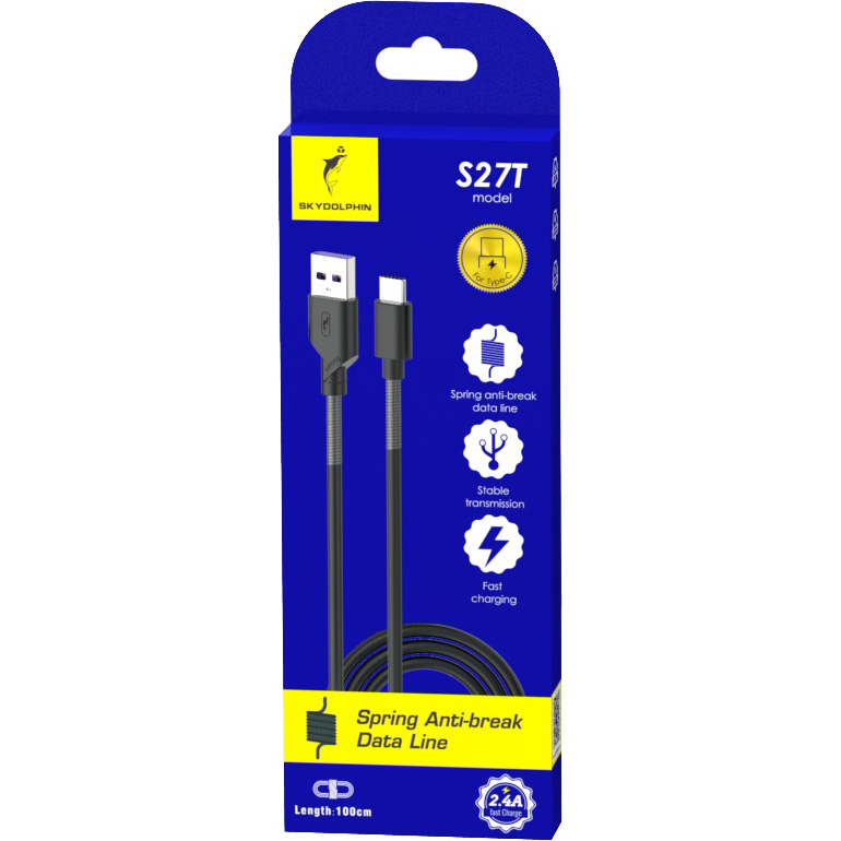 Кабель SKYDOLPHIN S27L Spring Anti-Brake USB - USB Type-C 1 м Black (SDUSB-000611) Тип USB - USB Type-С