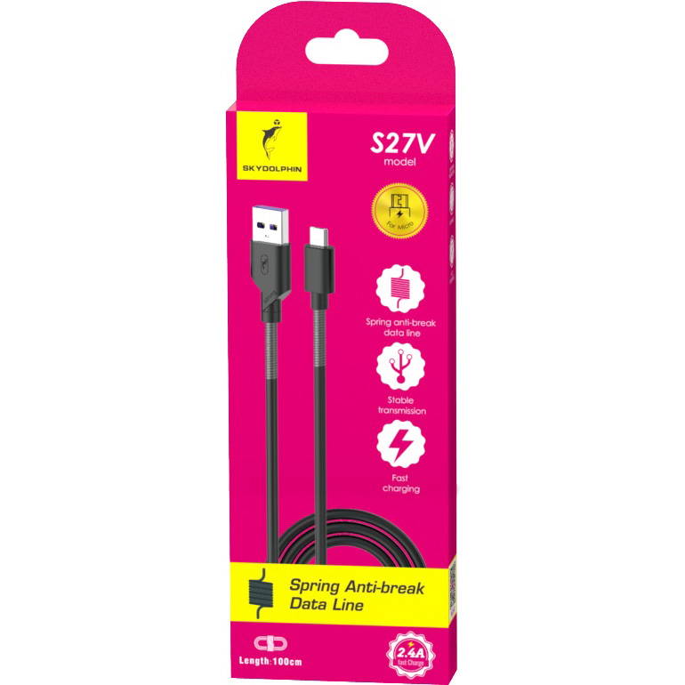 Кабель SKYDOLPHIN S27V Spring Anti-Brake USB - micro USB 1 м Black (SDUSB-000613) Тип USB - micro-USB