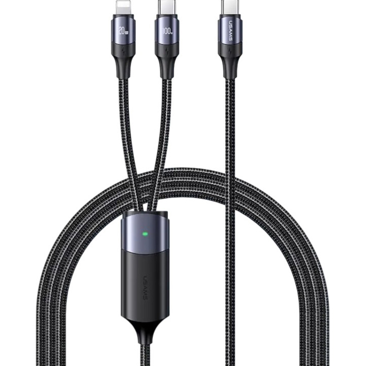 Кабель USAMS US-SJ550 U71 Type-C х 2 - Lightning 1.2 м Black (6958444977065)
