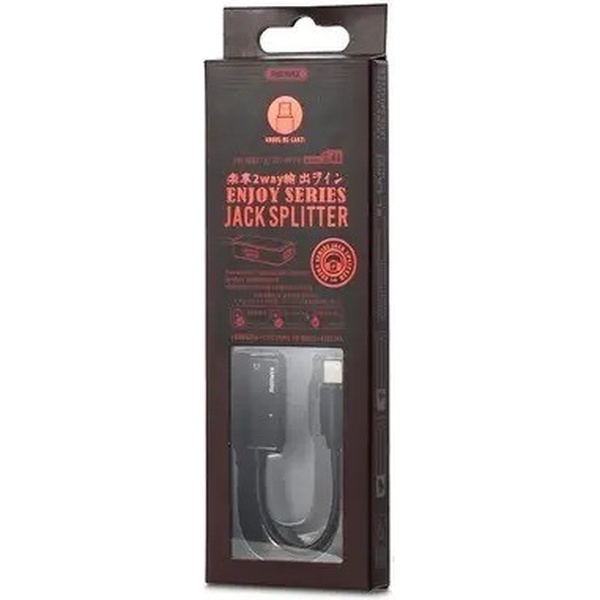 Адаптер REMAX RL-LA02i Enjoy 2in1 Lightning-2 Lightning 12см Black (6954851297994) Додатково заряджання та прослуховування музики одночасно; струм зарядки до 2,0 А