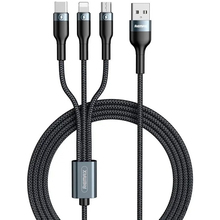 Кабель REMAX RC-186th SPEED Combo 3-in-1 USB - Lightning+microUSB+Type-C M/M 1.2 м Black (2000700011052)