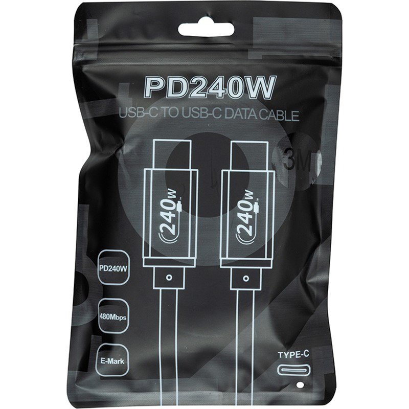 Кабель SAN GUAN USB Type-C - USB Type-C M/M PD 240W 3 м Black (CA914128) Підсвітка False