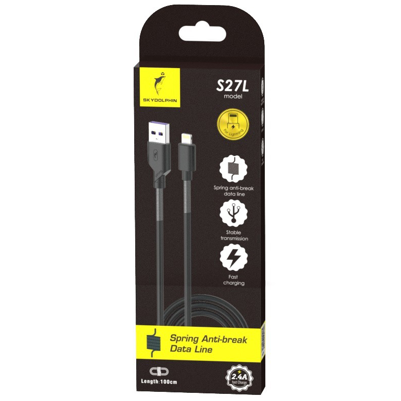 Кабель SKYDOLPHIN S27L Spring Anti-Brake USB - Lightning M/M 1 м Black (SDUSB-000609) Тип USB - Lightning