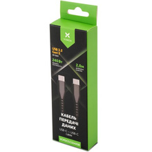 Кабель VINGA USB Type-C - USB Type-C 2.0m UBS3.2 Gen2 10G 240W Chip Silicon Black (VCPDCCC3242SB)