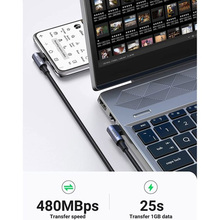 Кабель UGREEN USB Type-C - USB Type-C 1.0m 100W 20V/5A 90° corner braided Вlack (70696)