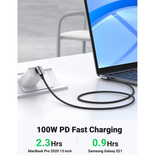 Кабель UGREEN USB Type-C - USB Type-C 1.0m 100W 20V/5A 90° corner braided Вlack (70696)