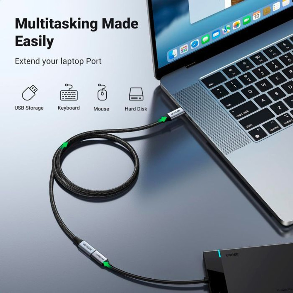 Кабель UGREEN USB Type-C - USB Type-C M/F 0.5m 5A USB 3.1 Gen2 10Gbps Вlack (80810) Вид кабель