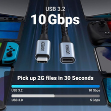 Кабель UGREEN USB Type-C - USB Type-C M/F 0.5m 5A USB 3.1 Gen2 10Gbps Вlack (80810)