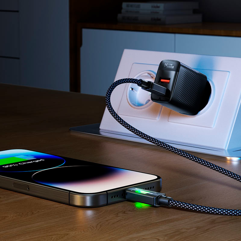 Кабель ACEFAST USB 2.0 AM to USB-C 1.2 м Black (6974316284673) Подсветка True