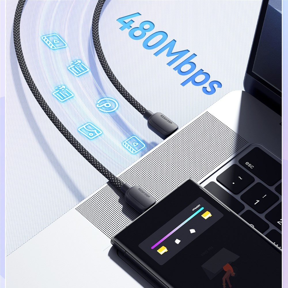 Кабель Essager Breeze USB-C to USB-C 100W 1м Black (EXCTT1-WL01-P) Длина 1