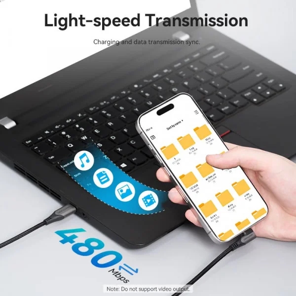 Кабель VENTION USB-C to USB-C 0.5 м Gray Aluminum Alloy (TRAHD) Підсвітка False