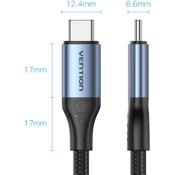 Кабель VENTION USB-C до USB-C Thunderbolt 4 1.0 м Gray Aluminum Alloy (TAVHF) Тип USB Type-С - USB Type-С
