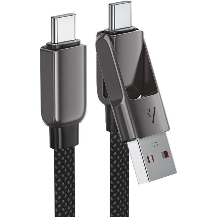 Кабель ACEFAST USB-C+USB-A to USB-C 3.0A zink alloy C13-04 1.2 м Black (6974316282334) Длина 1.2