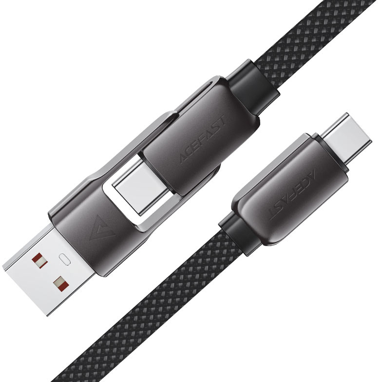 Кабель ACEFAST USB-C+USB-A to USB-C 3.0A zink alloy C13-04 1.2 м Black (6974316282334) Тип USB Type-С/USB - USB Type-C/Lightning