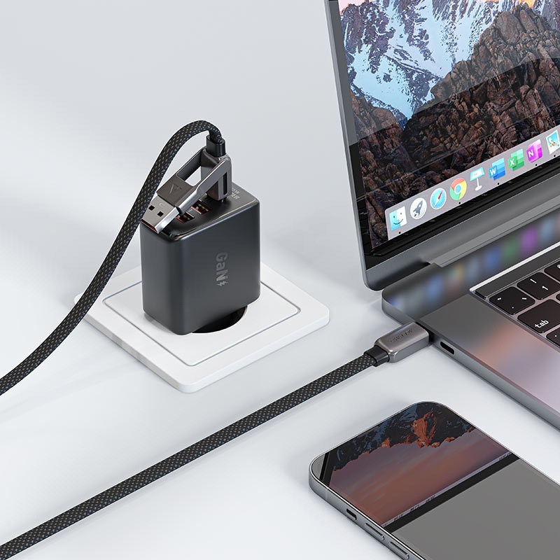 Кабель ACEFAST USB-C+USB-A to USB-C 3.0A zink alloy C13-04 1.2 м Black (6974316282334) Подсветка False