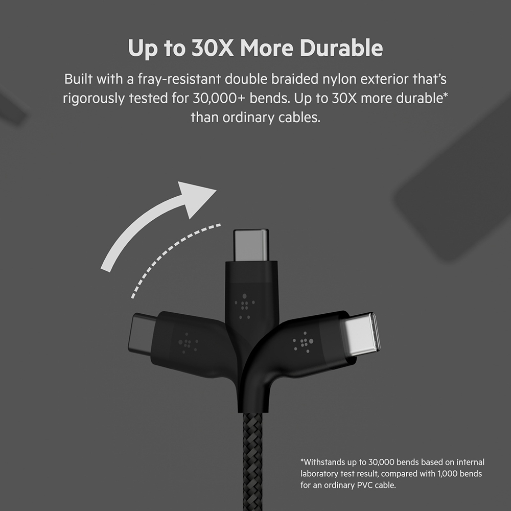 Фото 19 Кабель BELKIN USB-C > USB-C 1 м 60 Вт Type-C black (CAB011BT1MBK)