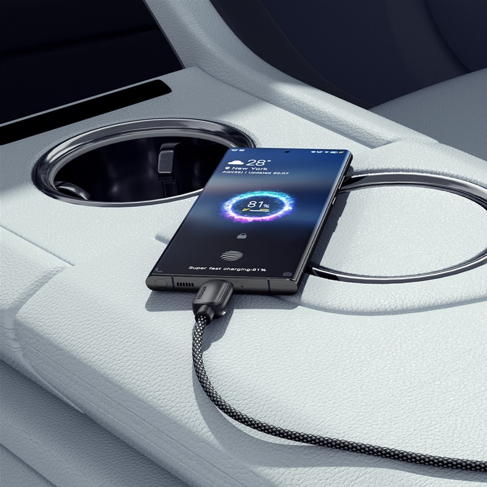 Кабель Essager USB 2.0 AM to USB-C 100W 2 м White (EXC7A-WLA02-P) Додатково Тканинна обплетення; Підтримує швидкість передачі даних до 480 Мбіт/с