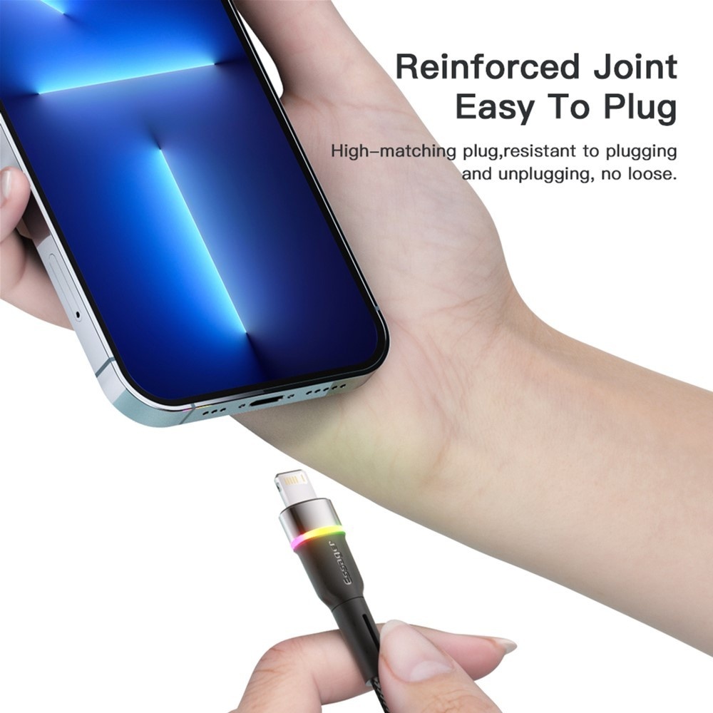 Заказать Кабель Essager USB 2.0 AM to Lightning 2.4A LED 2 м Black (EXCL-XCDA01)