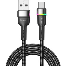 Кабель Essager USB 2.0 AM to USB-C 3A LED 2 м Black (EXCT-XCDA01)