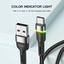 Кабель Essager USB 2.0 AM to USB-C 3A LED 2 м Black (EXCT-XCDA01)