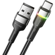 Кабель Essager USB 2.0 AM to USB-C 3A LED 2 м Black (EXCT-XCDA01)