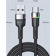 Кабель Essager USB 2.0 AM to USB-C 3A LED 2 м Black (EXCT-XCDA01)