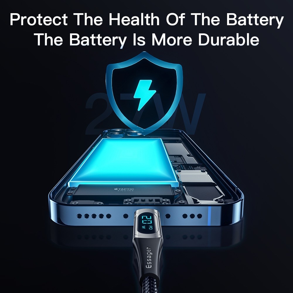 Покупка Кабель Essager USB-C to Lightning 20W Digital Display 1 м Black (EXCTL-YD01)