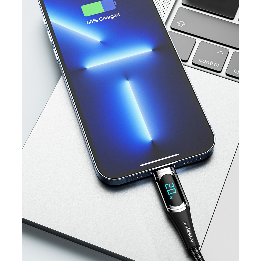 Кабель Essager USB-C to Lightning 20W Digital Display 1 м Black (EXCTL-YD01) Тип USB Type-С - Lightning