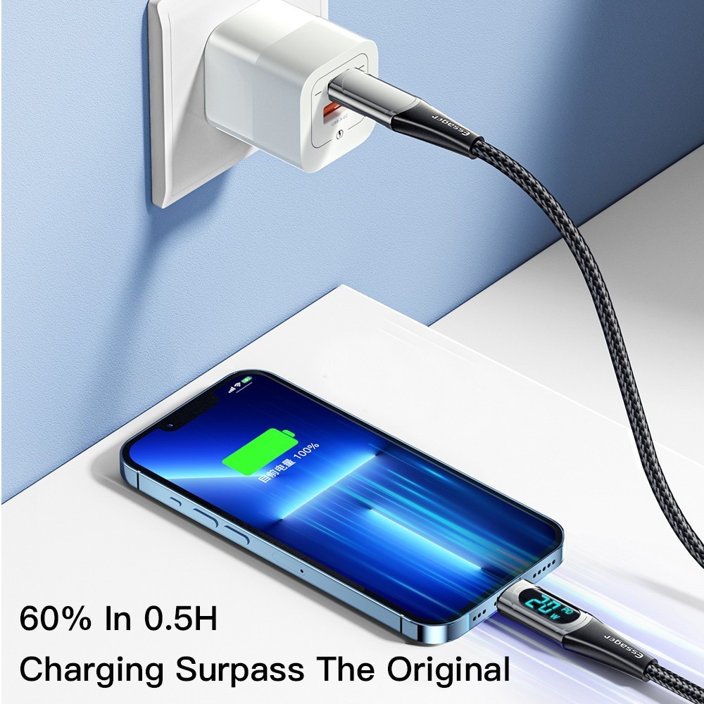 Заказать Кабель Essager USB-C to Lightning 20W Digital Display 1 м Black (EXCTL-YD01)