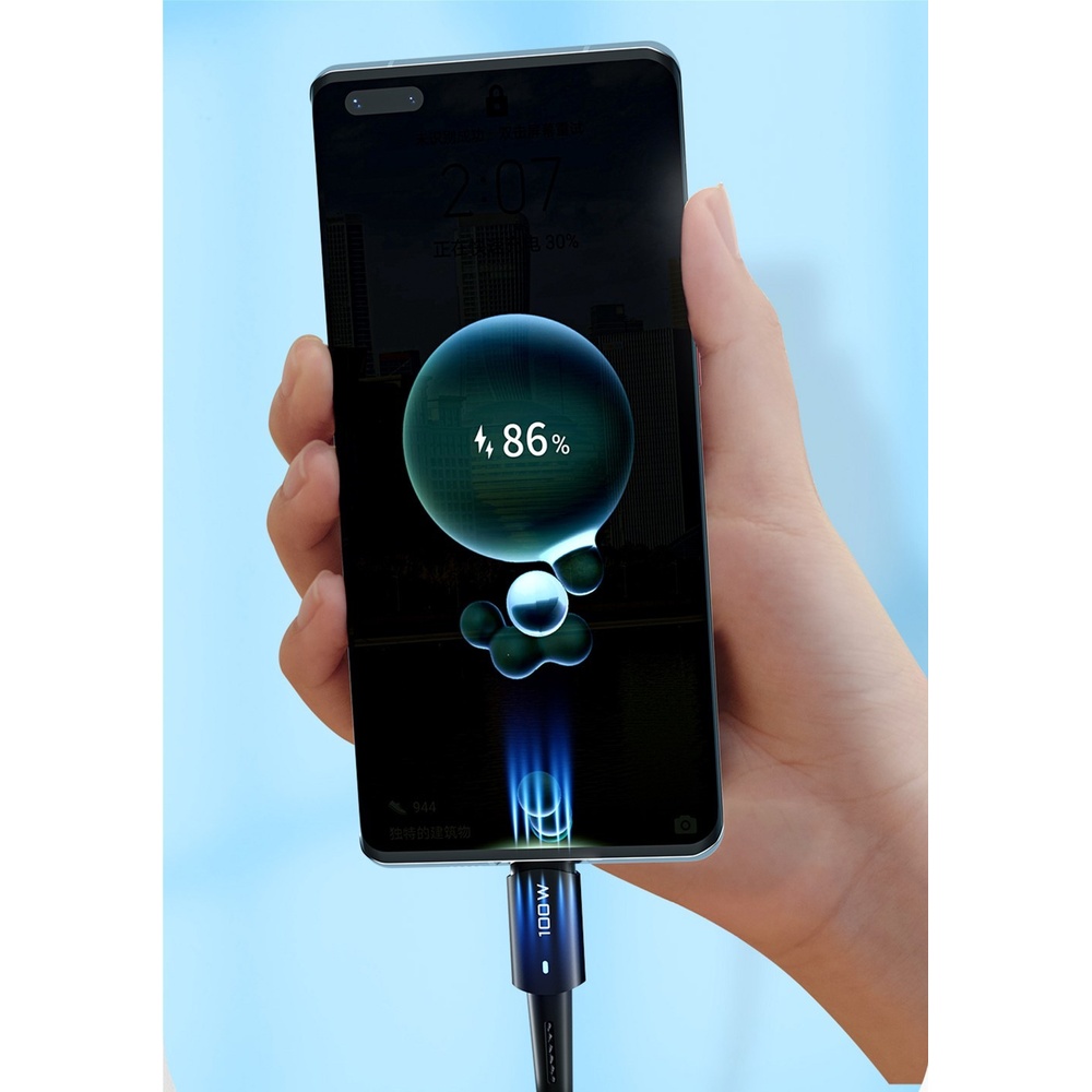 Кабель Essager USB-C to USB-C 100W 0.5 м Black (EXCTT1-CGB01) Підсвітка False