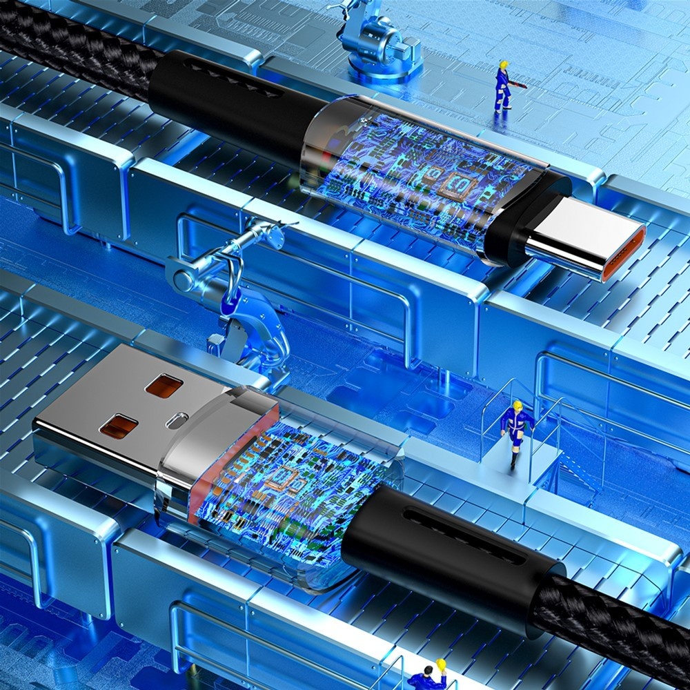 Кабель Essager USB 2.0 AM to USB-C 100W 3 м Black (EXC7A-CGC01-P) Подсветка False