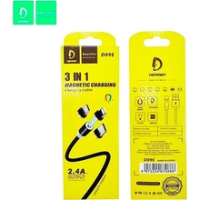 Кабель DENMEN D09E 3-in-1 USB - Lightning/micro-USB/USB Type-C 1 м Black (DN-D09E-BK)
