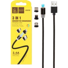 Кабель DENMEN D09E 3-in-1 USB - Lightning/micro-USB/USB Type-C 1 м Black (DN-D09E-BK)