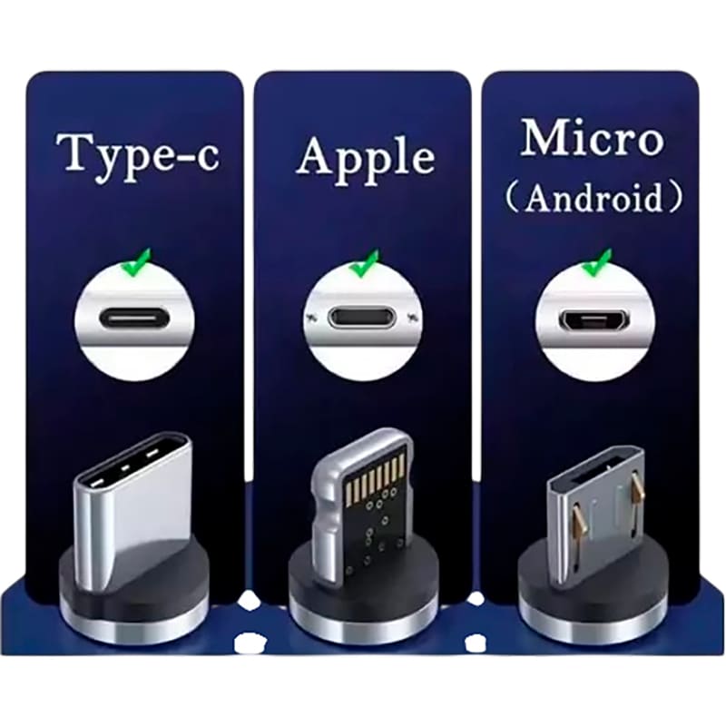 Кабель DENMEN D09E 3-in-1 USB - Lightning/micro-USB/USB Type-C 1 м Black (DN-D09E-BK) Подсветка False