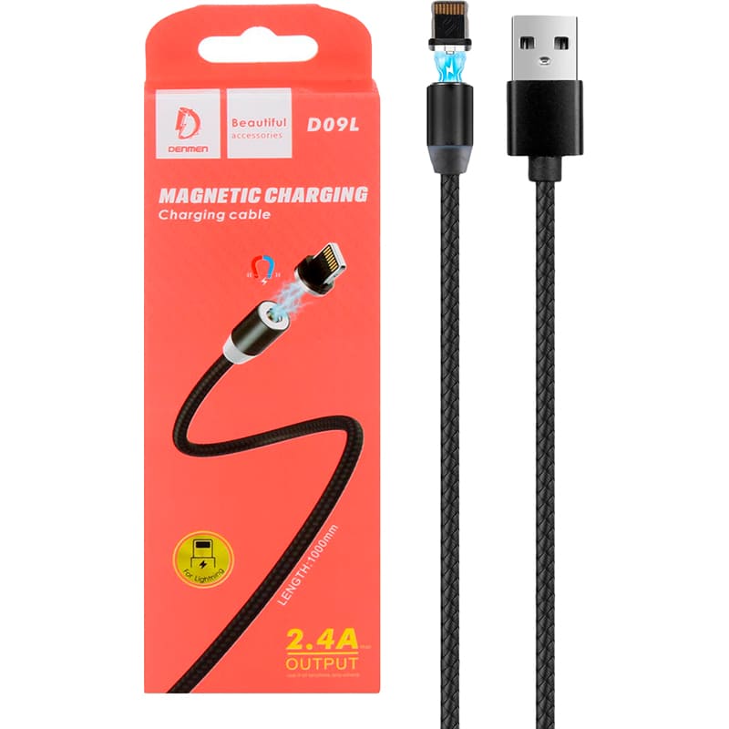 Кабель DENMEN D09L USB - Lightning 1 м Black (DN-D09L-BK) Тип USB - Lightning