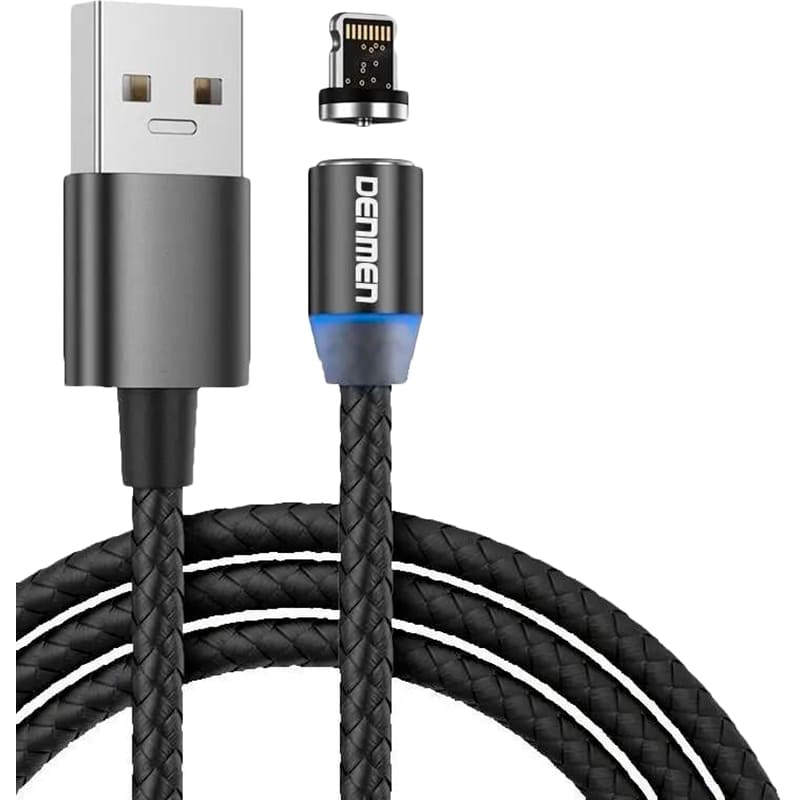 Кабель DENMEN D09L USB - Lightning 1 м Black (DN-D09L-BK)